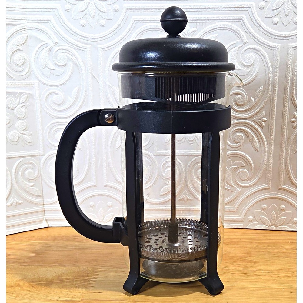 BODUM Brazil French Press 3-Cup 12 oz Black/Clear Glass Carafe Lid Plunger